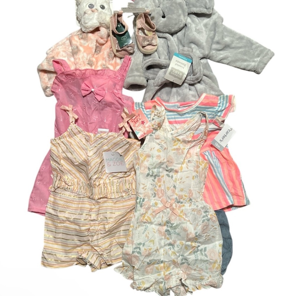 Maggie & Zoe Floral and Striped Baby Outfit Set- bundle